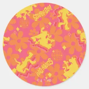 Groovy Disco Scooby Doo Pattern Classic Round Sticker