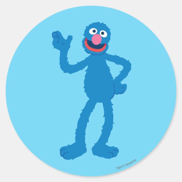 Grover_Standing_Classic_Round_Sticker_1 Grover Standing Classic Round Sticker