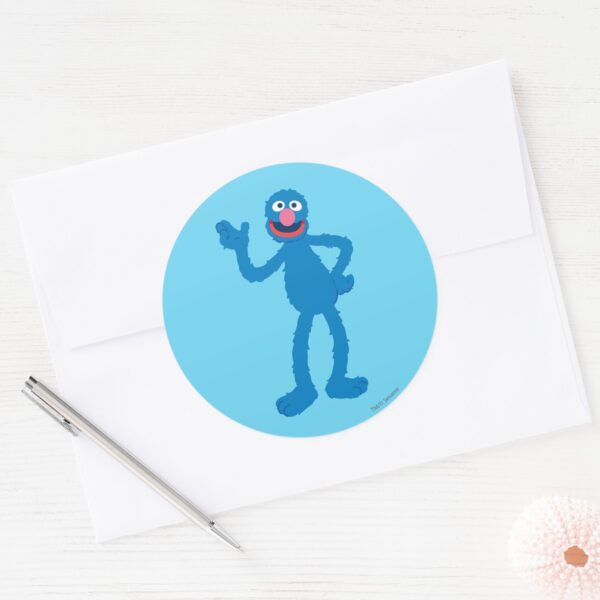 Grover_Standing_Classic_Round_Sticker_3 Grover Standing Classic Round Sticker