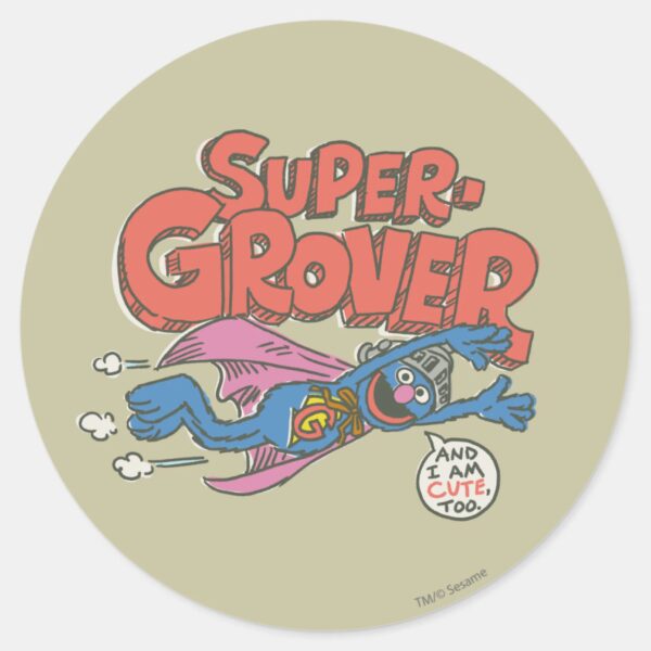 Grover_Vintage_Kids_1_Classic_Round_Sticker_1 Grover Vintage Kids 1 Classic Round Sticker