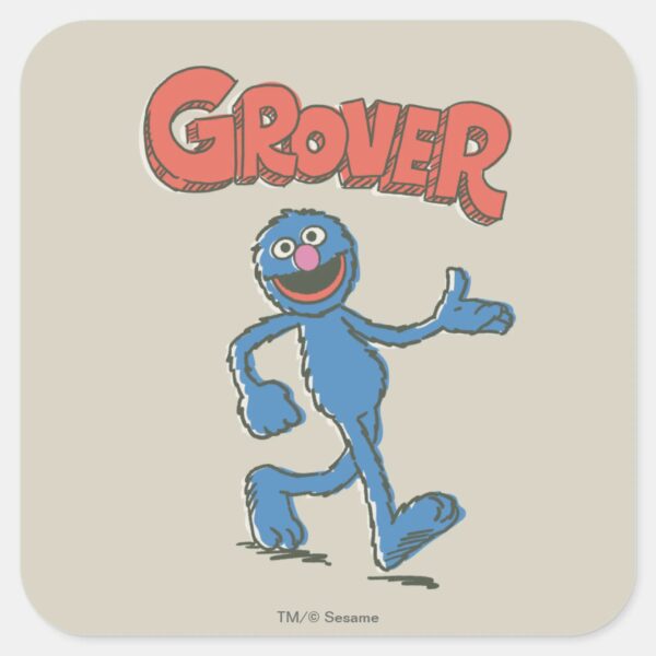 Grover_Vintage_Kids_2_Square_Sticker_1 Grover Vintage Kids 2 Square Sticker