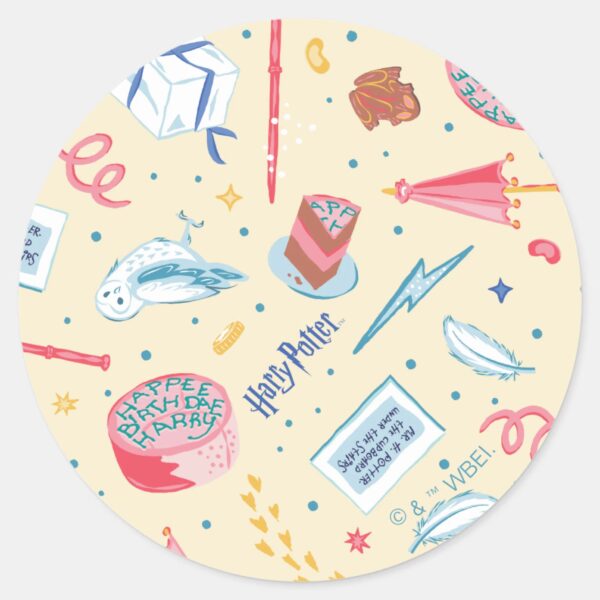 HARRY_POTTER™_Birthday_Celebration_Pattern_Classic_Round_Sticker_1 HARRY POTTER™ Birthday Celebration Pattern Classic Round Sticker