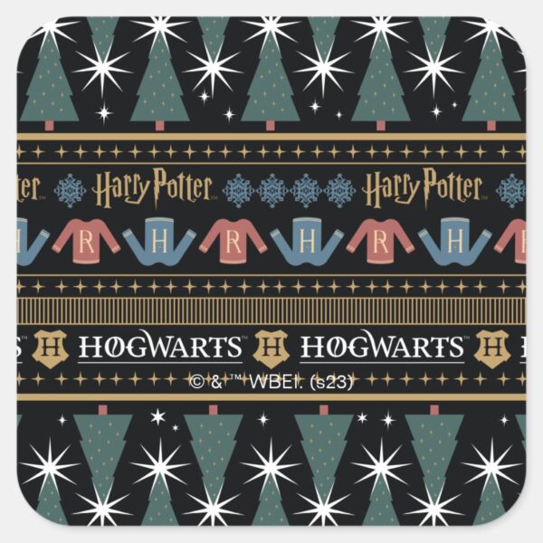 HARRY_POTTER™_Holiday_Sweater_Pattern_Square_Sticker_1 HARRY POTTER™ Holiday Sweater Pattern Square Sticker