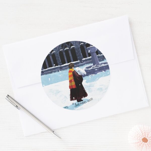 HARRY_POTTER™_&_Hedwig_in_HOGWARTS™_Courtyard_Classic_Round_Sticker_3 HARRY POTTER™ Hedwig In HOGWARTS™ Courtyard Classic Round Sticker