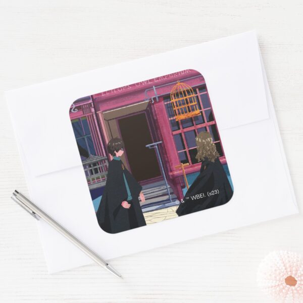 HARRY_POTTER™_&_Hermione_at_Eeylops_Owl_Emporium_Square_Sticker_3 HARRY POTTER™ Hermione At Eeylops Owl Emporium Square Sticker