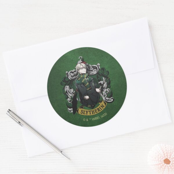 HARRY_POTTER™___Anime_Draco_Malfoy_House_Crest_Classic_Round_Sticker_3 HARRY POTTER™ Anime Draco Malfoy House Crest Classic Round Sticker
