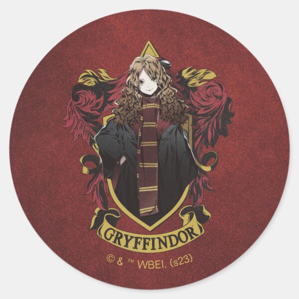 HARRY_POTTER™___Anime_Hermione_House_Crest_Classic_Round_Sticker_1 HARRY POTTER™ Anime Hermione House Crest Classic Round Sticker