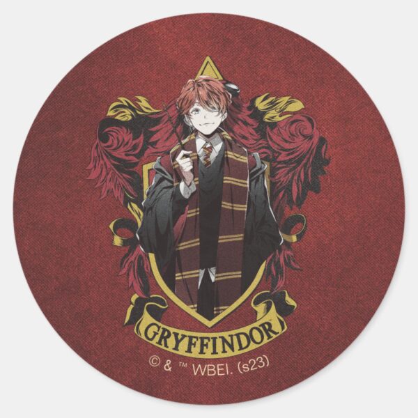 HARRY_POTTER™___Anime_Ron_Weasley_House_Crest_Classic_Round_Sticker_1 HARRY POTTER™ Anime Ron Weasley House Crest Classic Round Sticker