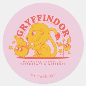 HARRY_POTTER™___Cute_GRYFFINDOR™_Hogwarts_School_Classic_Round_Sticker_1 HARRY POTTER™ Cute GRYFFINDOR™ Hogwarts School Classic Round Sticker