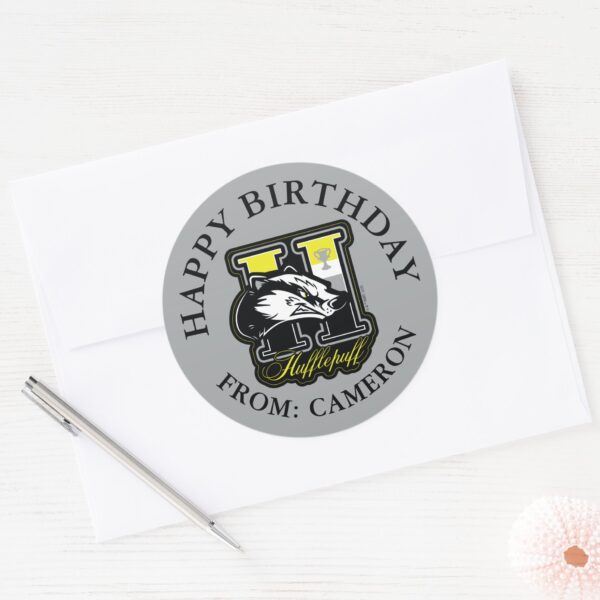 HARRY_POTTER™___HUFFLEPUFF™_Happy_Birthday_Classic_Round_Sticker_3 HARRY POTTER™ HUFFLEPUFF™ Happy Birthday Classic Round Sticker