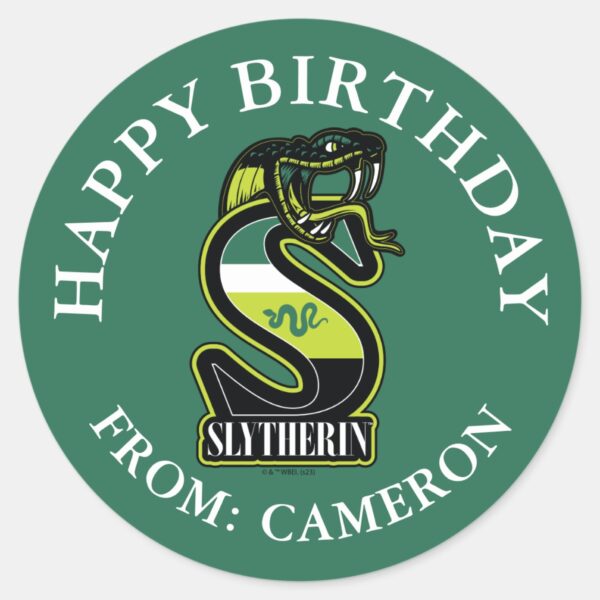 HARRY_POTTER™___SLYTHERIN™_Happy_Birthday_Classic_Round_Sticker_1 HARRY POTTER™ SLYTHERIN™ Happy Birthday Classic Round Sticker