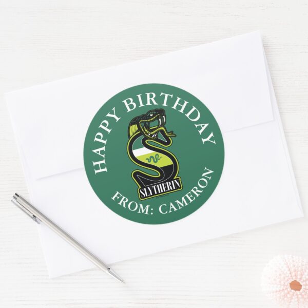 HARRY_POTTER™___SLYTHERIN™_Happy_Birthday_Classic_Round_Sticker_3 HARRY POTTER™ SLYTHERIN™ Happy Birthday Classic Round Sticker