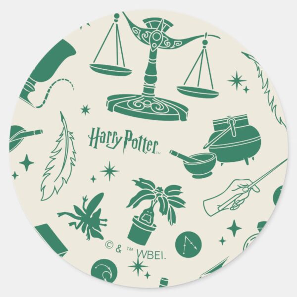 HOGWARTS™_Class_Club_Pattern_Classic_Round_Sticker_1 HOGWARTS™ Class Club Pattern Classic Round Sticker