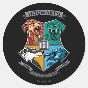 HOGWARTS™ Crosshatched Emblem Classic Round Sticker