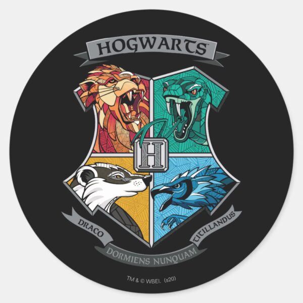 HOGWARTS™_Crosshatched_Emblem_Classic_Round_Sticker_1 HOGWARTS™ Crosshatched Emblem Classic Round Sticker