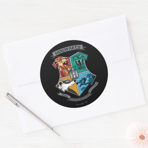 HOGWARTS™_Crosshatched_Emblem_Classic_Round_Sticker_3 HOGWARTS™ Crosshatched Emblem Classic Round Sticker