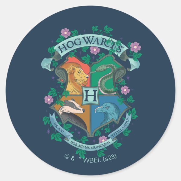 HOGWARTS™_Floral_Crest_Classic_Round_Sticker_1 HOGWARTS™ Floral Crest Classic Round Sticker