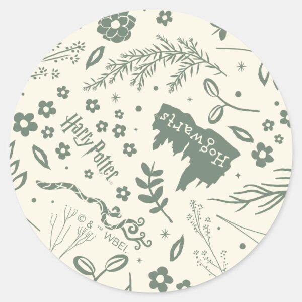 HOGWARTS™_Herbology_Magic_Pattern_Classic_Round_Sticker_1 HOGWARTS™ Herbology Magic Pattern Classic Round Sticker
