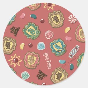 HOGWARTS™ Houses Holiday Cookie Pattern Classic Round Sticker
