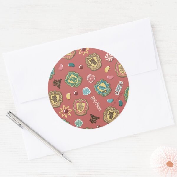 HOGWARTS™_Houses_Holiday_Cookie_Pattern_Classic_Round_Sticker_3 HOGWARTS™ Houses Holiday Cookie Pattern Classic Round Sticker