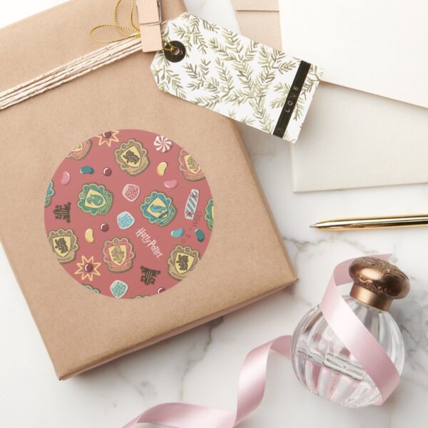 HOGWARTS™_Houses_Holiday_Cookie_Pattern_Classic_Round_Sticker_5 HOGWARTS™ Houses Holiday Cookie Pattern Classic Round Sticker