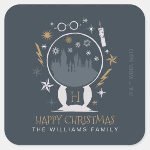 HOGWARTS™ Snow Globe Happy Christmas Square Sticker