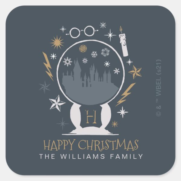 HOGWARTS™_Snow_Globe___Happy_Christmas_Square_Sticker_1 HOGWARTS™ Snow Globe Happy Christmas Square Sticker