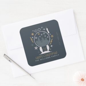 HOGWARTS™ Snow Globe Happy Christmas Square Sticker 3