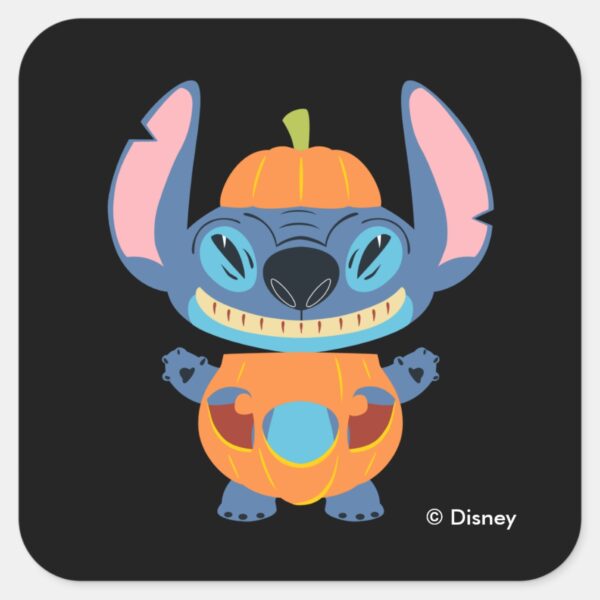 Halloween Stitch Pumpkin Square Sticker