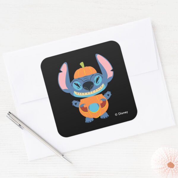 Halloween Stitch Pumpkin Square Sticker
