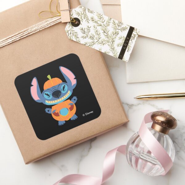 Halloween Stitch Pumpkin Square Sticker