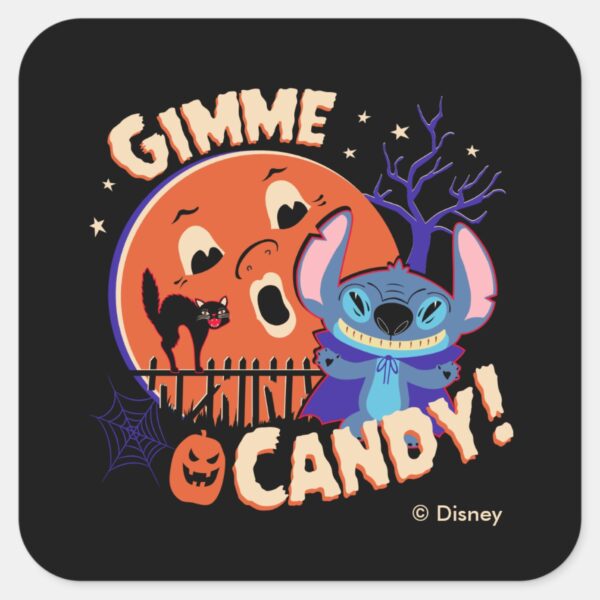 Halloween_Stitch___Gimme_Candy!_Square_Sticker_1 Halloween Stitch Gimme Candy Square Sticker