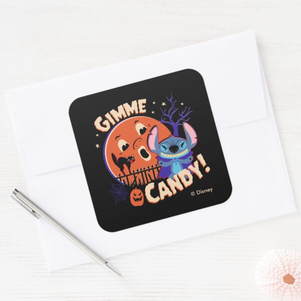 Halloween_Stitch___Gimme_Candy!_Square_Sticker_3 Halloween Stitch Gimme Candy Square Sticker