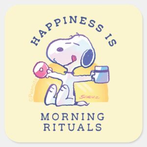 Happiness Is Morning Rituals Square Sticker