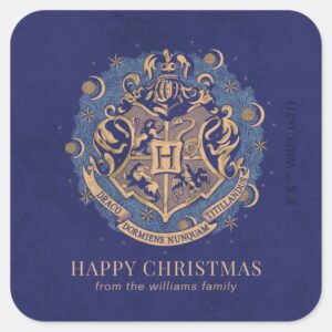 Happy_Christmas___HOGWARTS™_Crest_-_Personalized_Square_Sticker_1 Happy Christmas HOGWARTS™ Crest Personalized Square Sticker