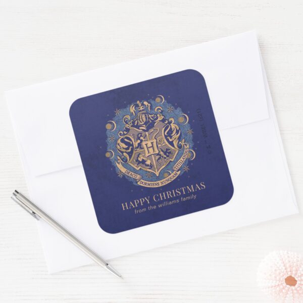 Happy_Christmas___HOGWARTS™_Crest_-_Personalized_Square_Sticker_3 Happy Christmas HOGWARTS™ Crest Personalized Square Sticker