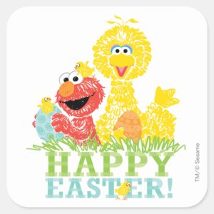 Happy_Easter_from_Elmo_&_Big_Bird_Square_Sticker_1 Happy Easter From Elmo Big Bird Square Sticker