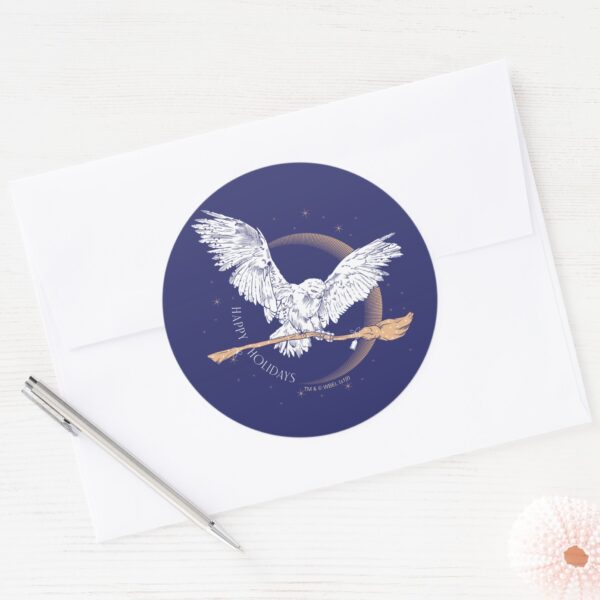 Happy_Holidays_Hedwig_Delivery_Classic_Round_Sticker_3 Happy Holidays Hedwig Delivery Classic Round Sticker