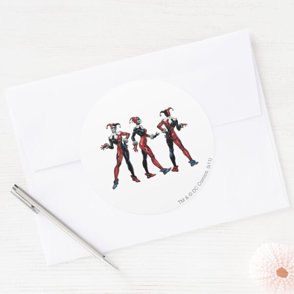 Harley_Quinn_-_All_Sides_Classic_Round_Sticker_3 Harley Quinn All Sides Classic Round Sticker