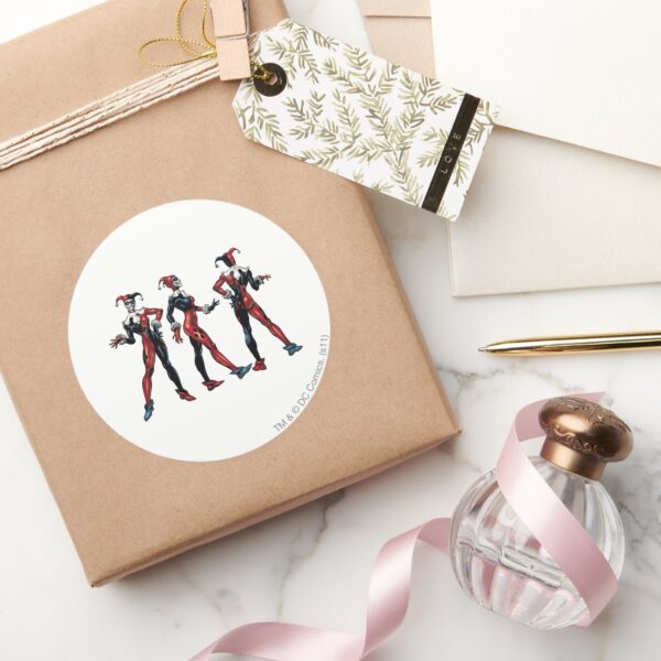 Harley_Quinn_-_All_Sides_Classic_Round_Sticker_5 Harley Quinn All Sides Classic Round Sticker