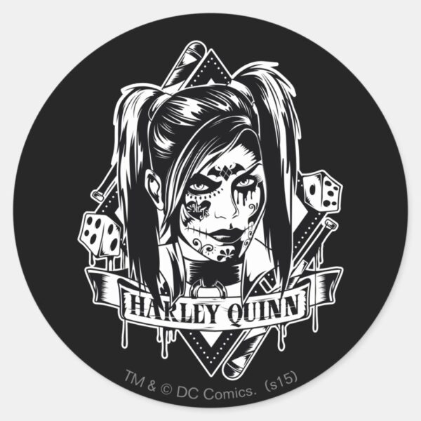 Harley_Quinn_Badge_Classic_Round_Sticker_1 Harley Quinn Badge Classic Round Sticker