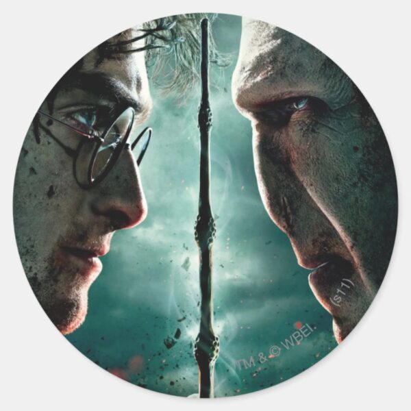 Harry_Potter_7_Part_2_-_Harry_vs._Voldemort_Classic_Round_Sticker_1 Harry Potter 7 Part 2 Harry Vs. Voldemort Classic Round Sticker