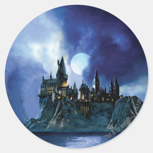 Harry_Potter_Castle___Hogwarts_at_Night_Classic_Round_Sticker_1 Harry Potter Castle Hogwarts At Night Classic Round Sticker