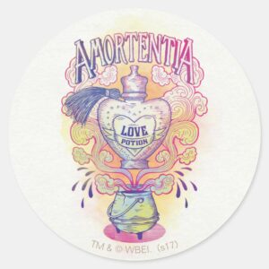 Harry_Potter_Spell___Amortentia_Love_Potion_Bottle_Classic_Round_Sticker_1 Harry Potter Spell Amortentia Love Potion Bottle Classic Round Sticker