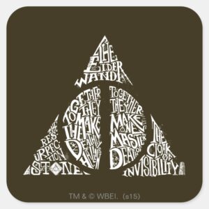 Harry Potter Spell DEATHLY HALLOWS Typography Gr Square Sticker