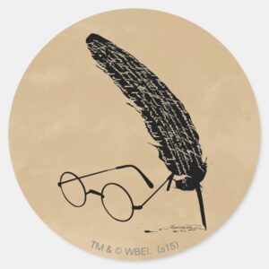 Harry Potter Glasses And Quill Classic Round Sticker