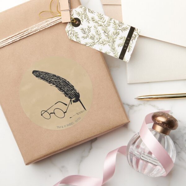 Harry_Potter___Glasses_And_Quill_Classic_Round_Sticker_5 Harry Potter Glasses And Quill Classic Round Sticker