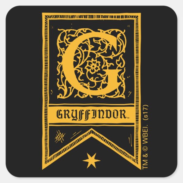 Harry_Potter___Gryffindor_Monogram_Banner_Square_Sticker_1 Harry Potter Gryffindor Monogram Banner Square Sticker