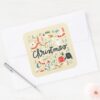 Harry Potter Happy Christmas With Festive Icons Square Sticker