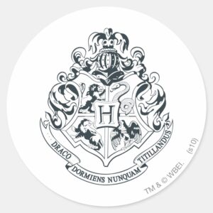Harry_Potter___Hogwarts_Crest_-_Black_and_White_Classic_Round_Sticker_1 Harry Potter Hogwarts Crest Black And White Classic Round Sticker